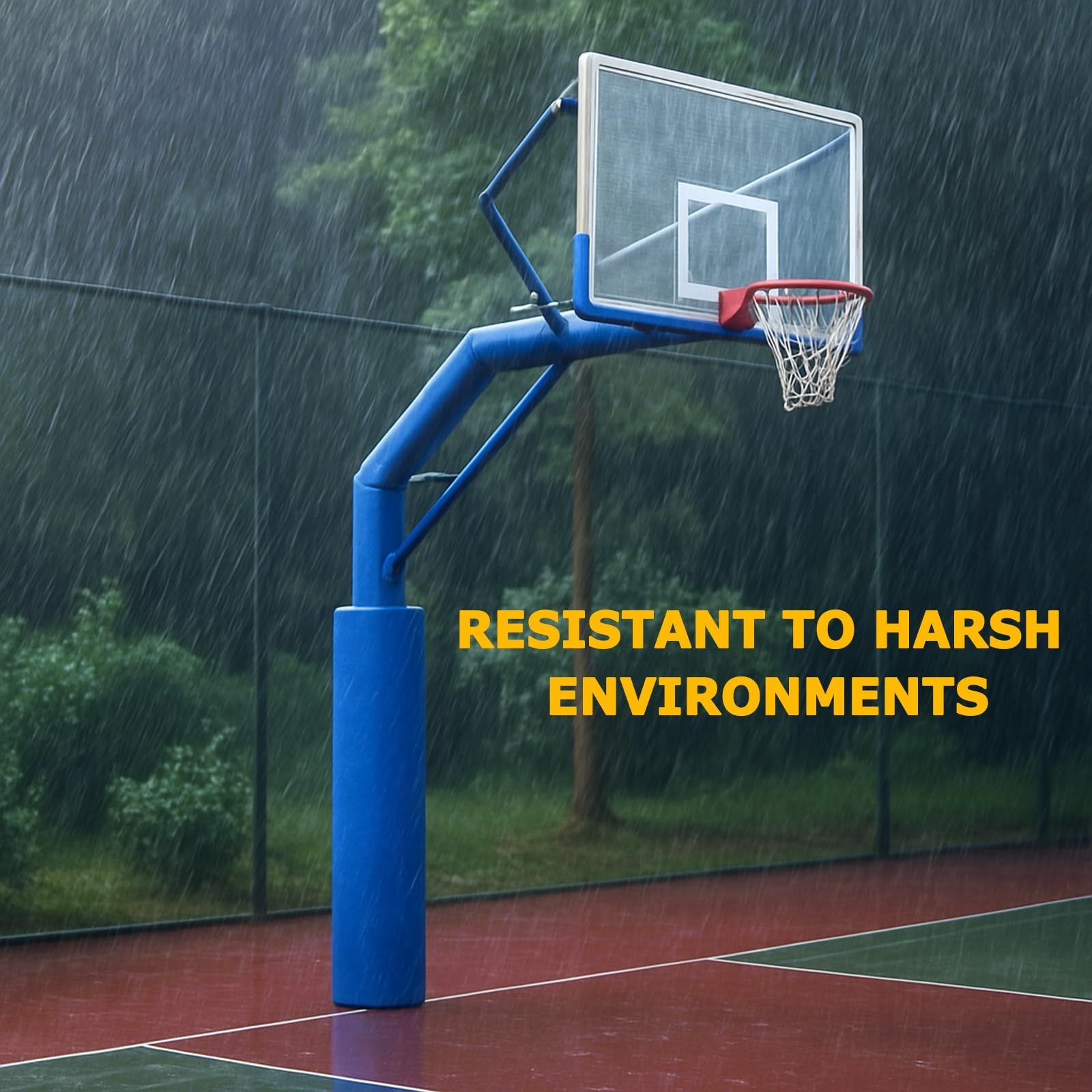 Basketballkorb-Polsterung, rundes Stangenschaumkissen für den Außenbereich, 4-seitiges Wrap-around-Design, passend für verschiedene Höhen, ideal für Garage und Hinterhof, Basketball-Setup