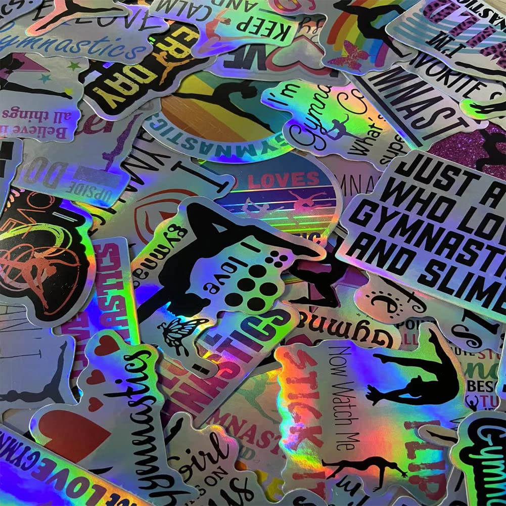 Holographic Gymnastics Stickers,Waterproof Vinyl Water