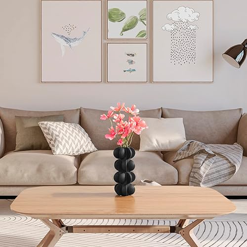 Miniatura 5 de Florero de cerámica de 9 pulgadas para decoración moderna de granja, florero blanco para decoración del hogar, sala de estar, hogar, oficina, centro