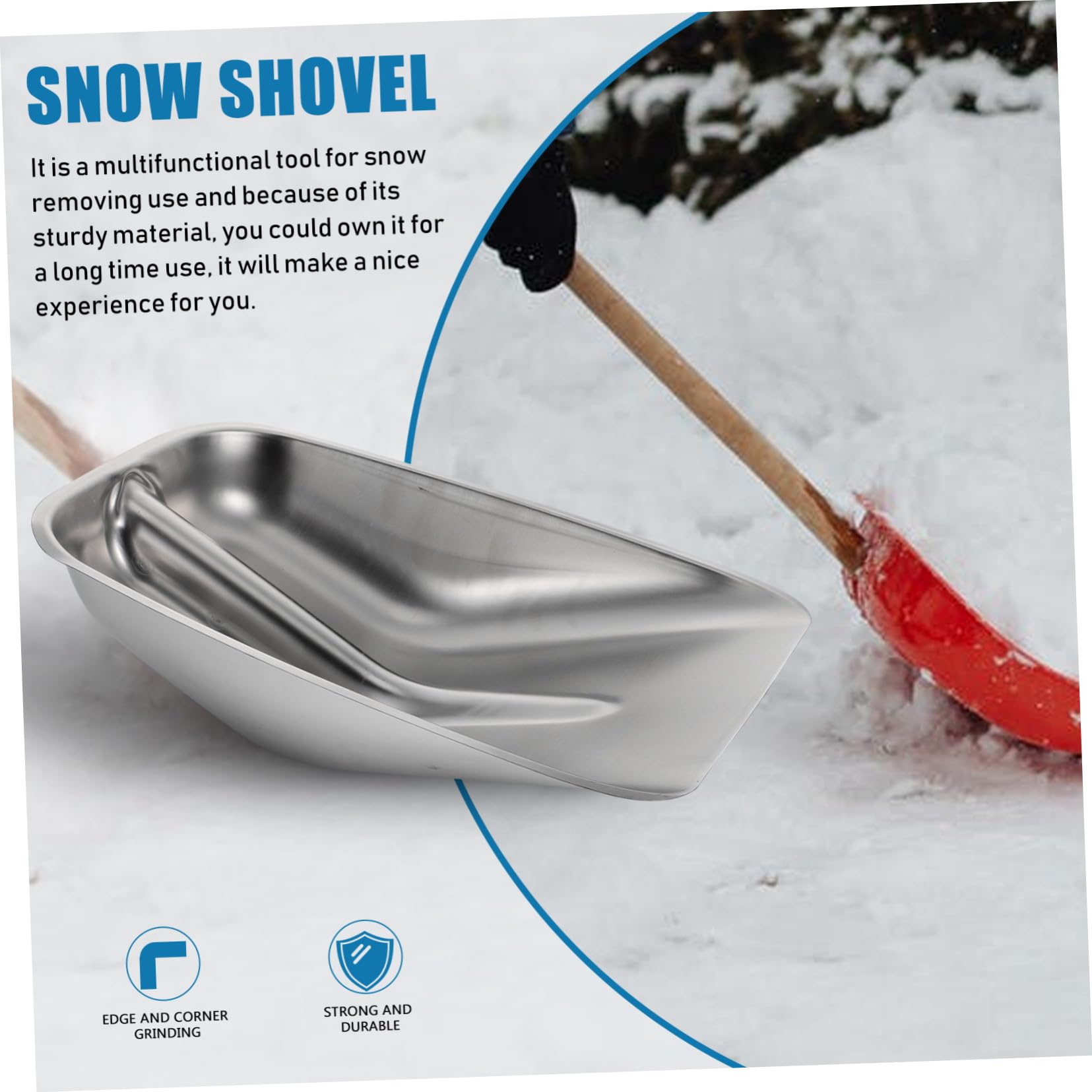 Edelstahl Schneeschaufel für Draußen, Multifunktional, Silber