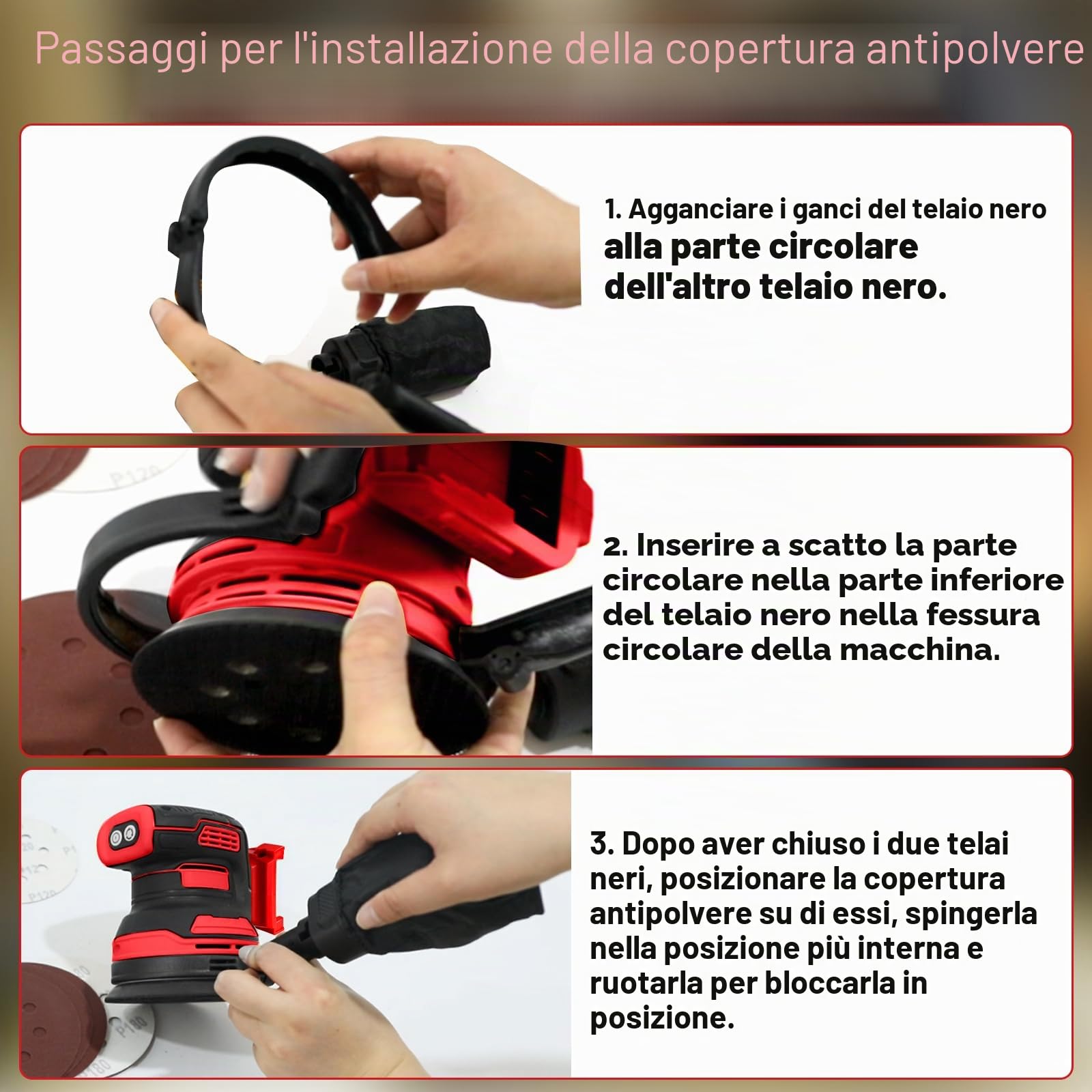 Levigatrice orbitale senza spazzole per Milwaukee M18 a batteria da 18 V, levigatrice eccentrica a batteria da 125 mm, con 20 fogli di carta vetrata da 125 mm, rotazione a 3 velocità, 8 fori