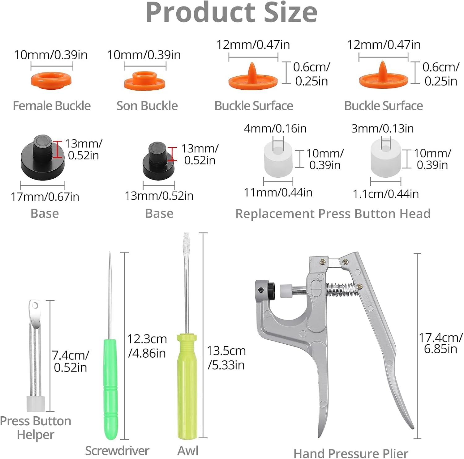 Tanice Plastic Snap Pliers, 408-Piece Plastic Snap Buttons Kit, 24 Colors T3/T5/T8 Snap Fasteners with Aluminum Pliers, Storage Box & Tools for Baby Clothes, Pet Gear, Crafts & Bags
