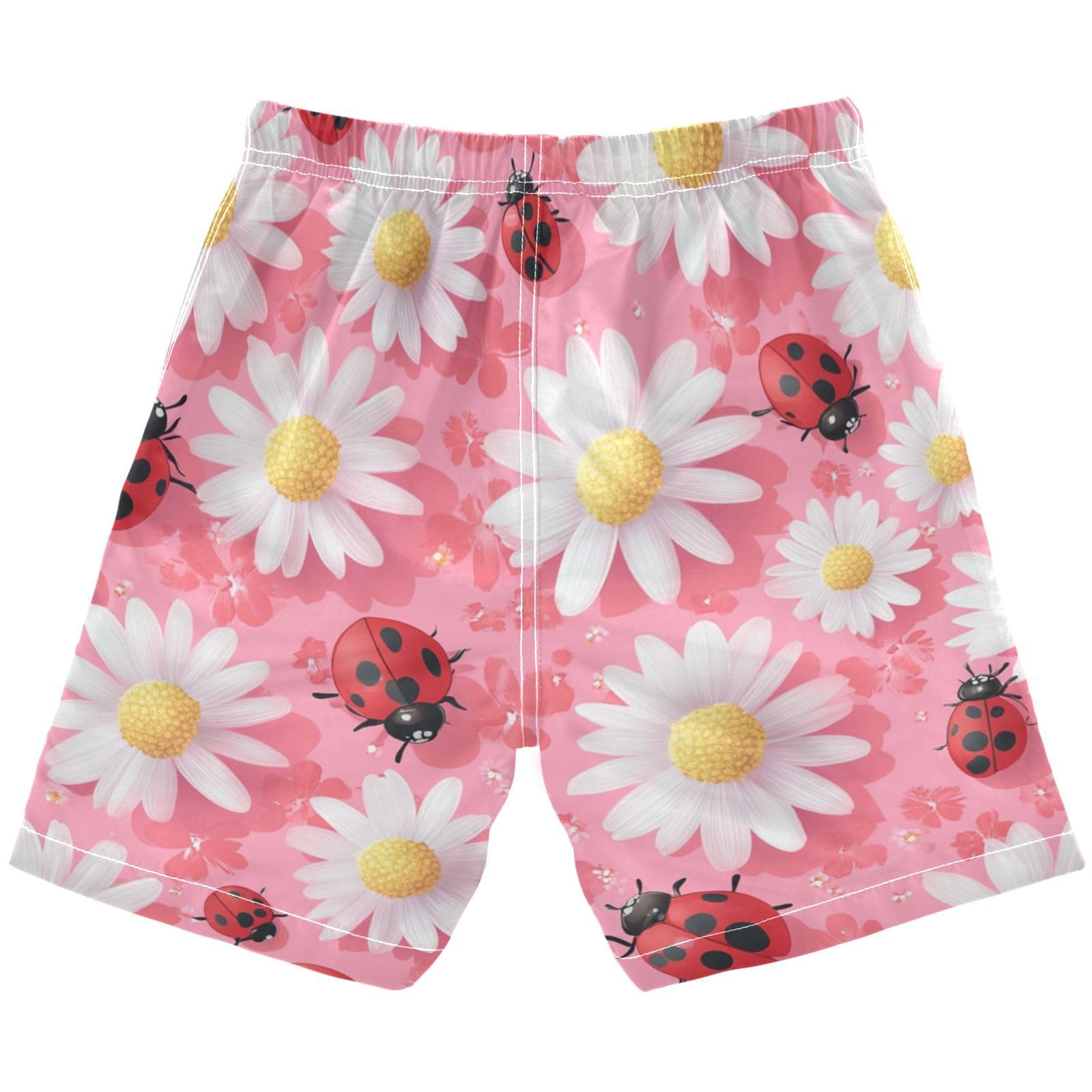 Jucciaco Boys Beach Board Shorts Insect Ladybug Beetle Swim Trunk Teen Swimwear Multicolor