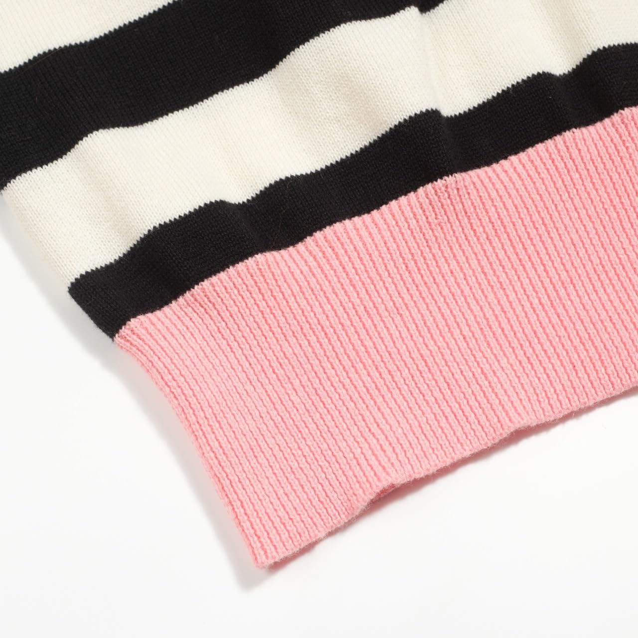 OXKNIT Women's Knit Polo Shirts Short Sleeve, 1960s Mod Style Vintage Stripes Black Casual Tops with Quarter Button - Image 5