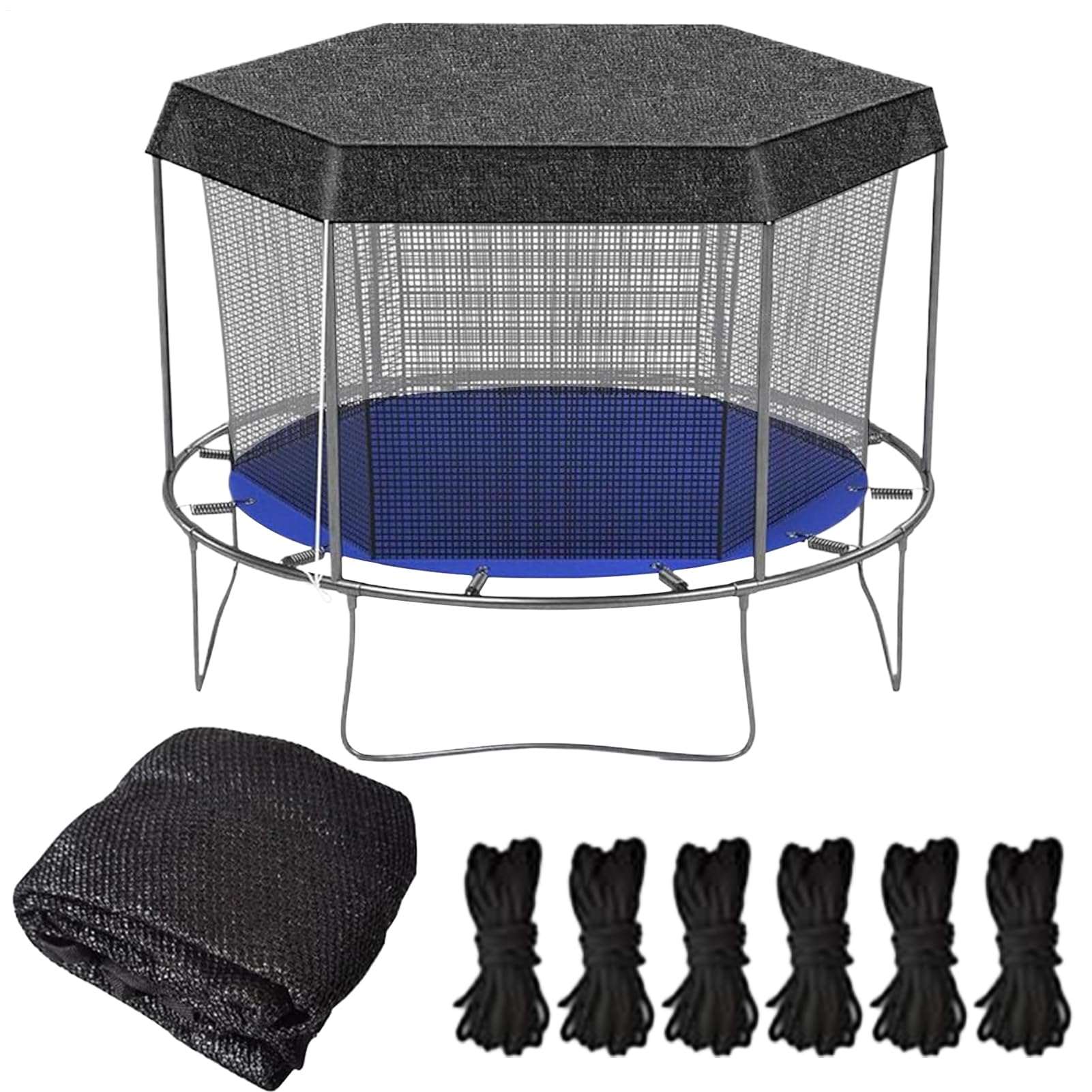 Trampoline Sun Shade Cover Rectangle, Trampoline Cover 6ft, 8ft, 10ft, 12ft, 14ft, Suitable for 6/8-Pole Trampolines, Easy to Install, Full Coverage with Connecting Rope