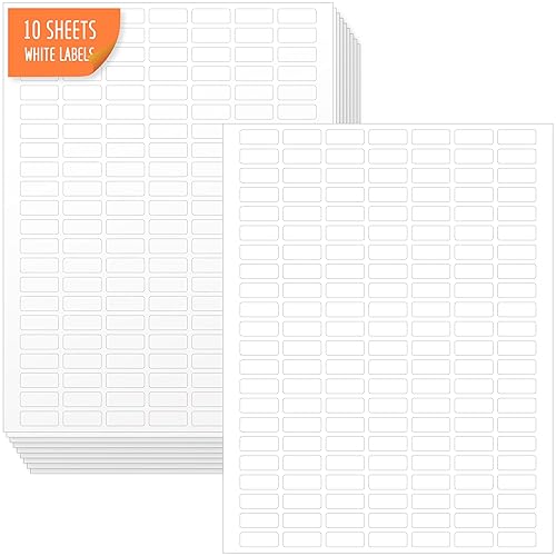 1540 Blank Rectangle Labels, White Coding Blank Stickers Mini Printable