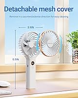 Vista 3 de SWEETFULL Ventilador de mano portátil, batería recargable de 5000mAh, 6 velocidades de viento, pantalla digital LED, ventilador eléctrico personal