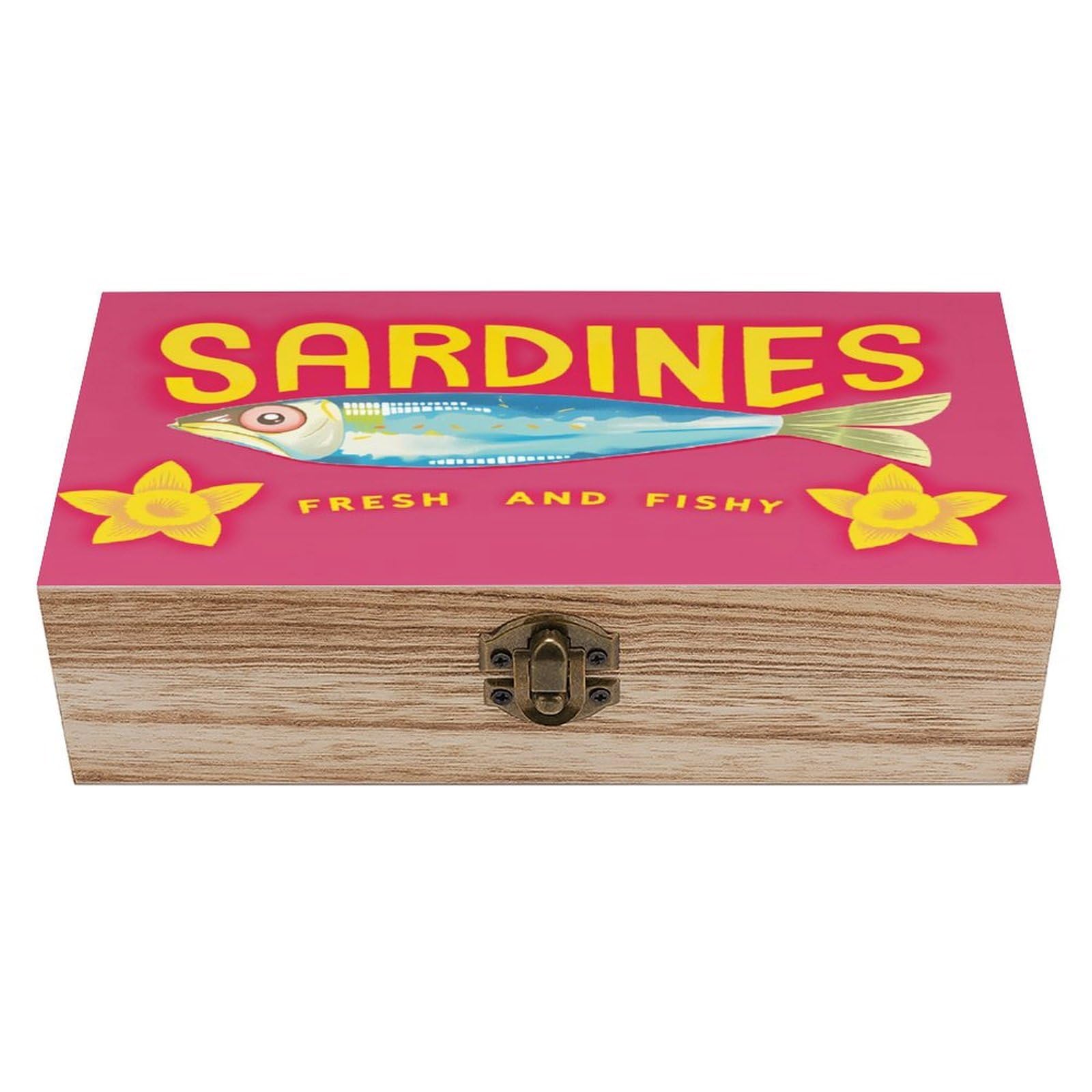 asbwuo Vintage Sardine Vintage Wooden Keepsake Box