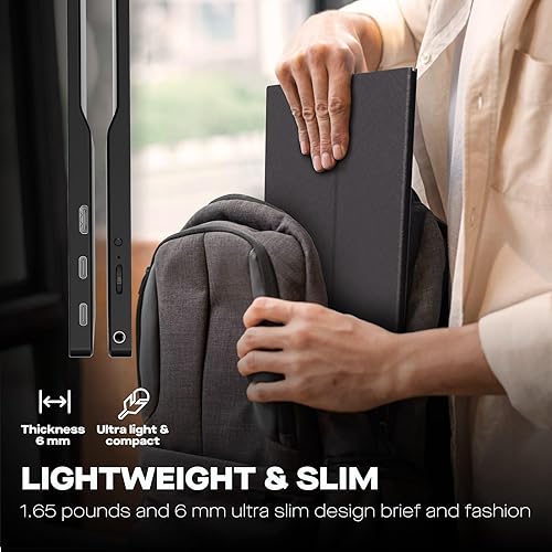 Miniatura 7 de MP Monitor portátil plegable de píxeles móviles, monitor portátil Full HD de 15.6 "1080P, Plug and Play, monitor de viaje USB C y HDMI con funda