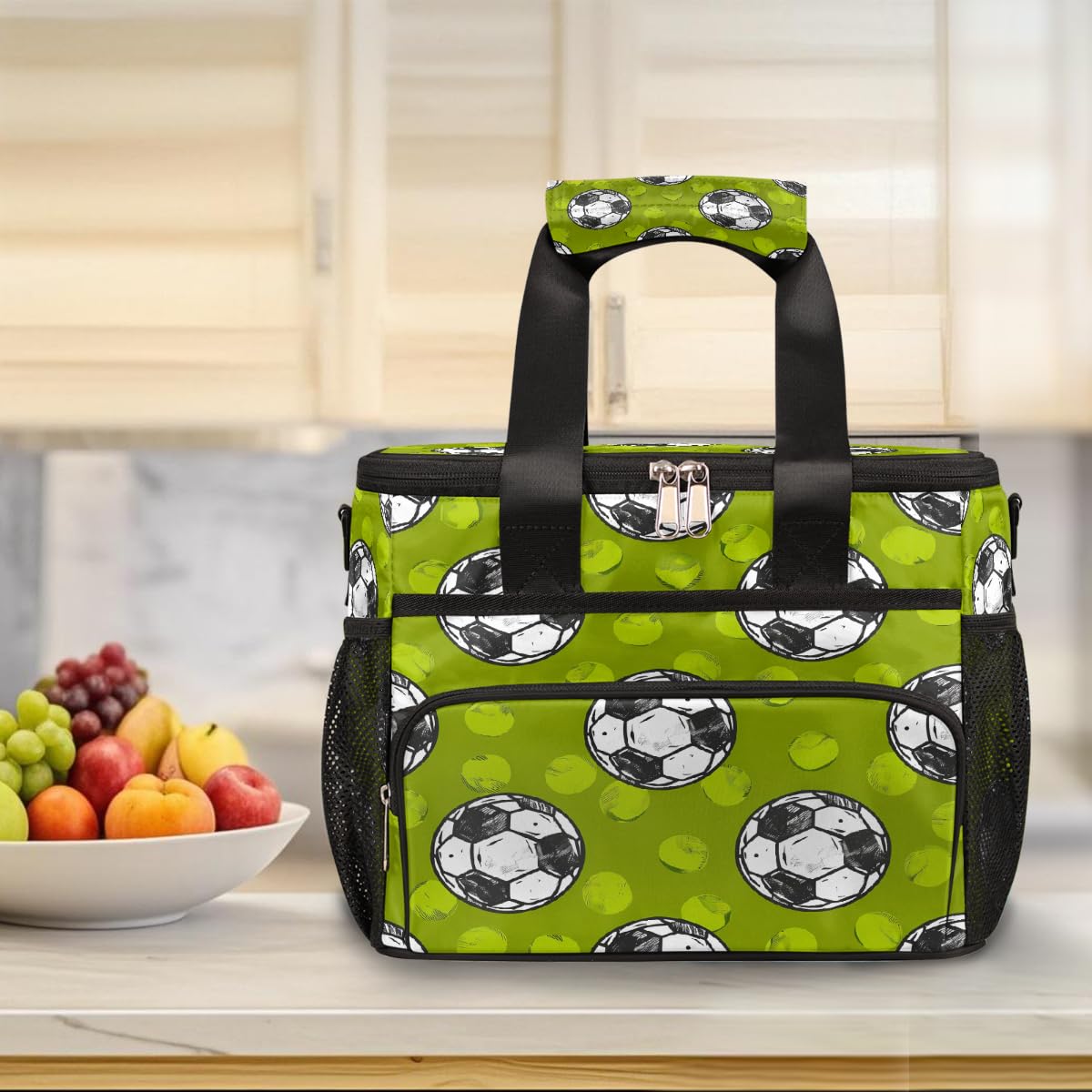 Mexpekil Borsa termica per il pranzo riutilizzabile a prova di perdite, verde, per picnic, picnic, sport, palloni da calcio, borsa termica per donne, uomini, lavoro, campeggio, spiaggia, ufficio, 24