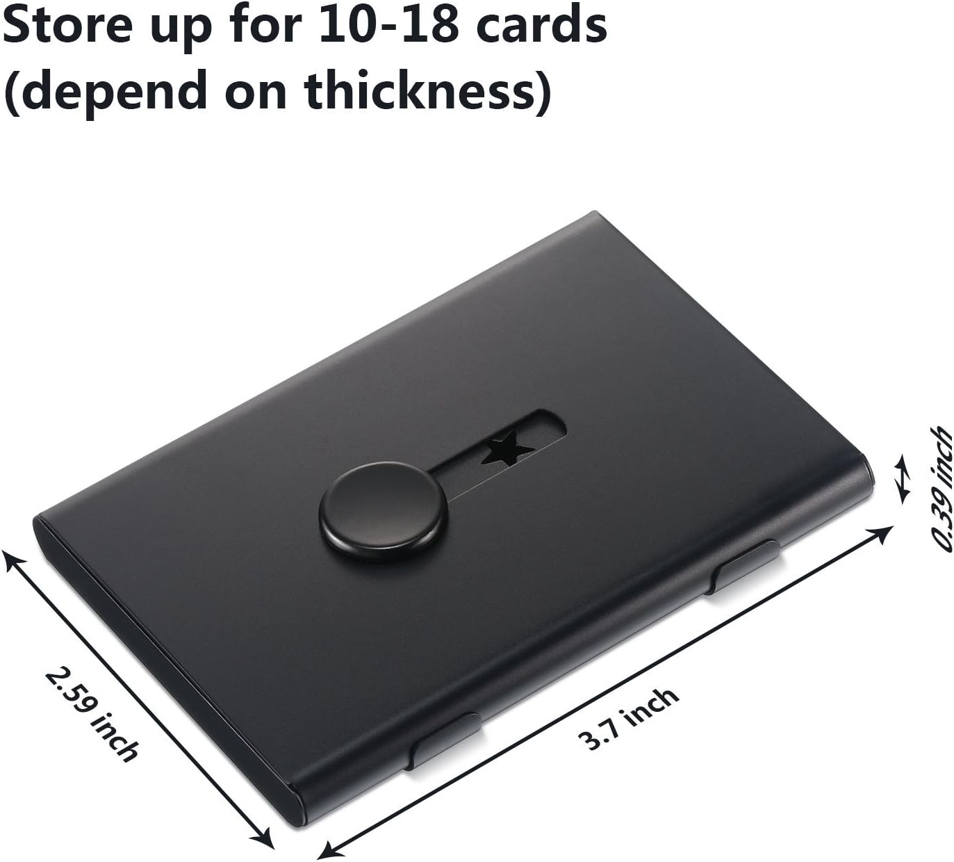 Tatuo 2 Pcs Business Card Holder Thumb Drive Black Gray Stainless Steel Business Name Card Case Portable Slide out Name Holder Wallet Nice Design Pocket for Men and Women