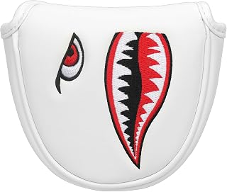 SHABIER New Flying Tiger Warshark Golf Headcover for Golf Club (White, Mallet Headcover)