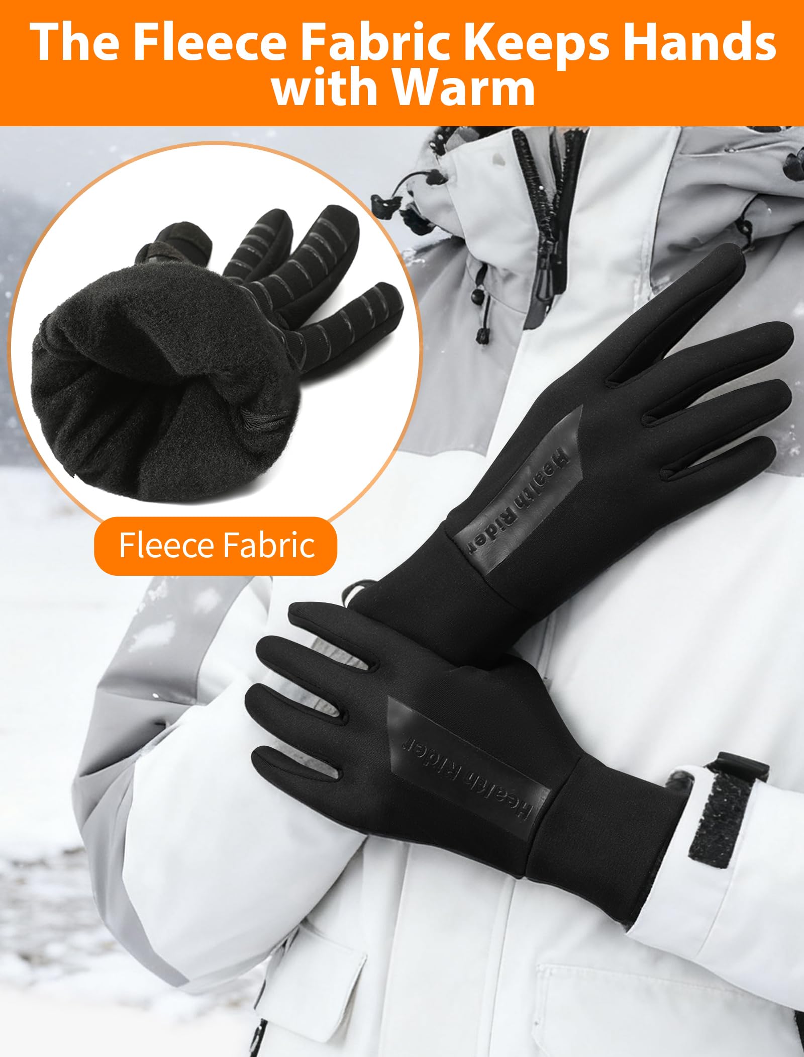 Guantes de Invierno Hombre Mujer, Guantes Táctiles para Correr Running, Antideslizantes Dedo Completo