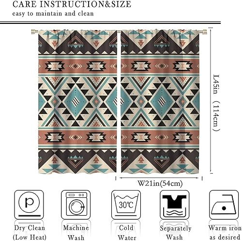 Miniatura 3 de Cortinas aztecas, patrón étnico tribal nativo del suroeste, estilo bohemio occidental, geométrico, tratamientos de ventana para sala de estar, juego