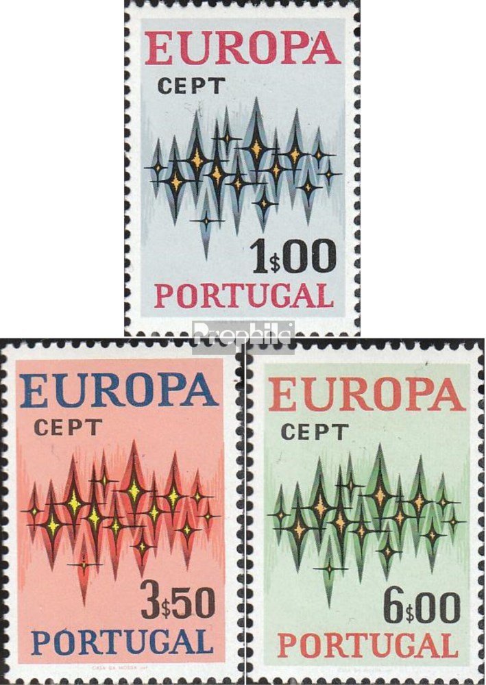 Portugal Briefmarken-Set 1972: Europa-Motive – Postfrisch MNH, Katalognummer 1166-1168 (komplette Ausgabe)