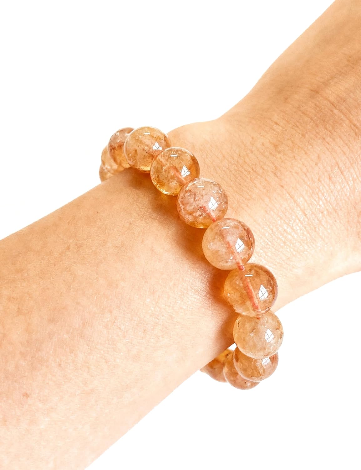 Silan's Yellow Phantom Quartz Bracelet for Women, Natural Crystal Stretch Elastic Adjustable Bracelet with Lucky Card, Gift for Her (9-10mm) - Image 4