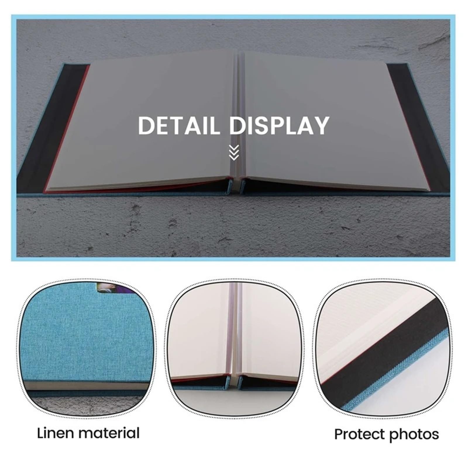 Álbum de fotos, álbum recortes autoadhesivo for boda/familia/amantes, cubierta lino, regalo DIY Para Aniversarios