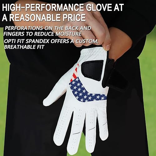 Miniatura 5 de FINGER TEN Guantes de golf para hombre para mano izquierda y derecha, paquete de 5, guantes de golf para diestros y zurdos, agarre para todo tipo de