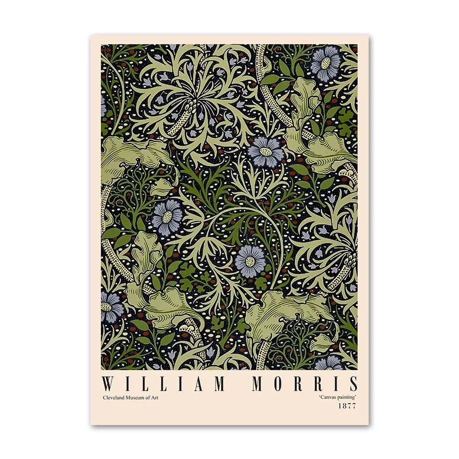 Affiche William Morris fleur feuille poster sur toile 30x45cm