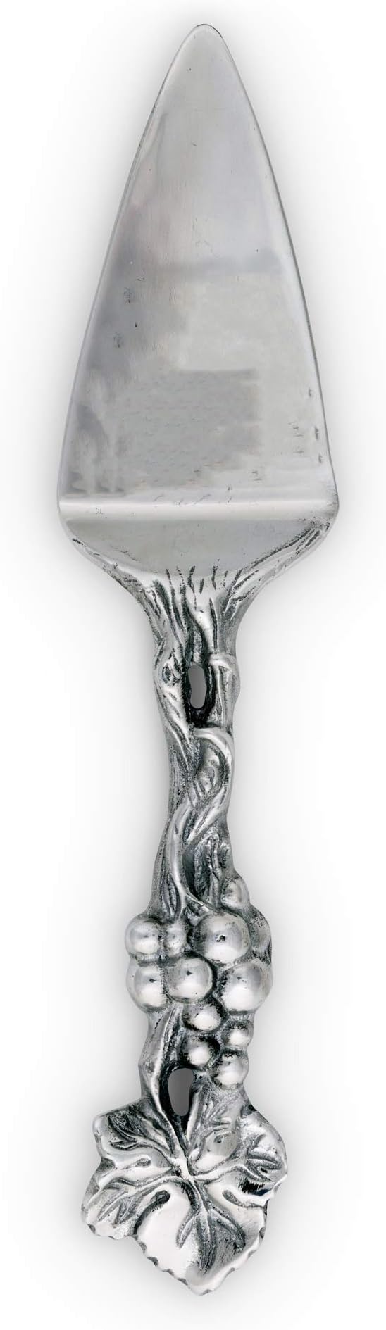 Pie Server Grape Pattern Sand Casted in Aluminum with Artisan Quality Hand Polished Designs Tarnish Free 11.75 inch Long