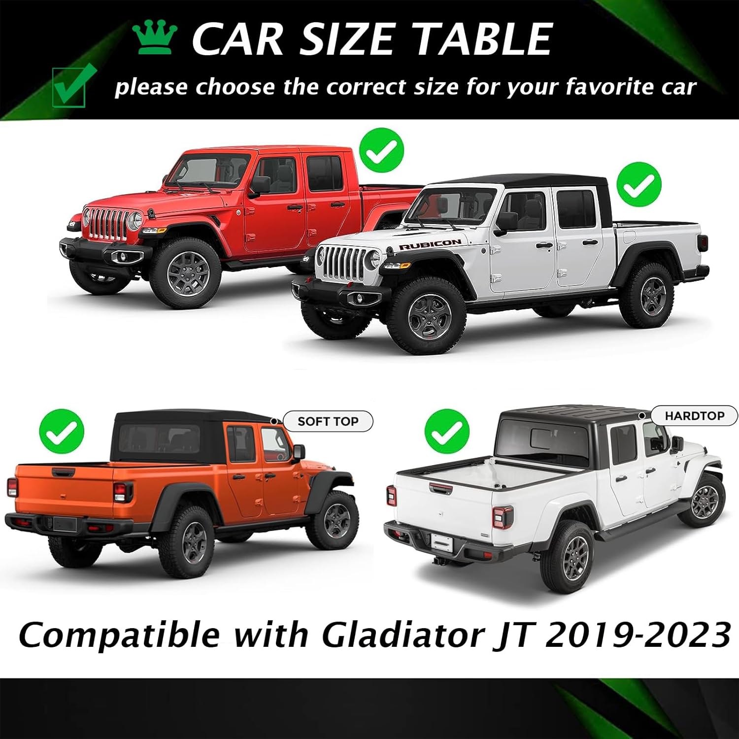 Big Ant Waterproof Car Cover Replace for 2019-2023 Gladiator,All Weather Car Covers with Zipper Door for Snow Rain Dust Hail Protection (Gladiator)