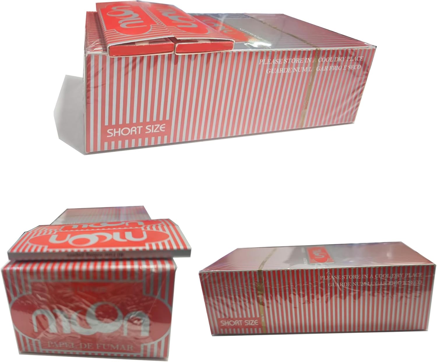 MOON Cigarette Tobacco Rolling Paper,Regular Short Size 70 * 36mm Wood Rolling Paper,3x50 Booklets,7500 Leaves Total,Classic Red