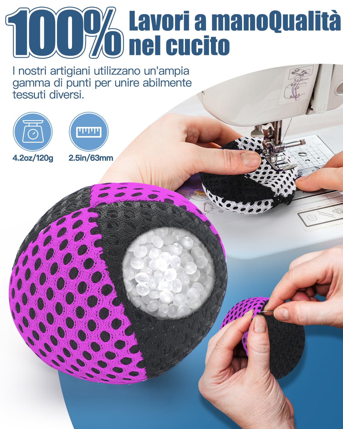 Palline da giocoliere per principianti e professionisti, 2 strati di rete e borsa per il trasporto, set da 3 palline da giocoleria da 62 mm, per bambini, viola/nero