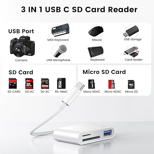 Miniatura 9 de Adaptador USB para cámara, adaptador USB hembra OTG compatible con iPhoneiPad, adaptador USB portátil para iPhone con puerto de carga, sin