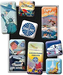 Nostalgic-Art Ímãs de geladeira retrô Pan Am – Ideia de presente para viagem do mundo divertido para quadro magnético conjunto de 9