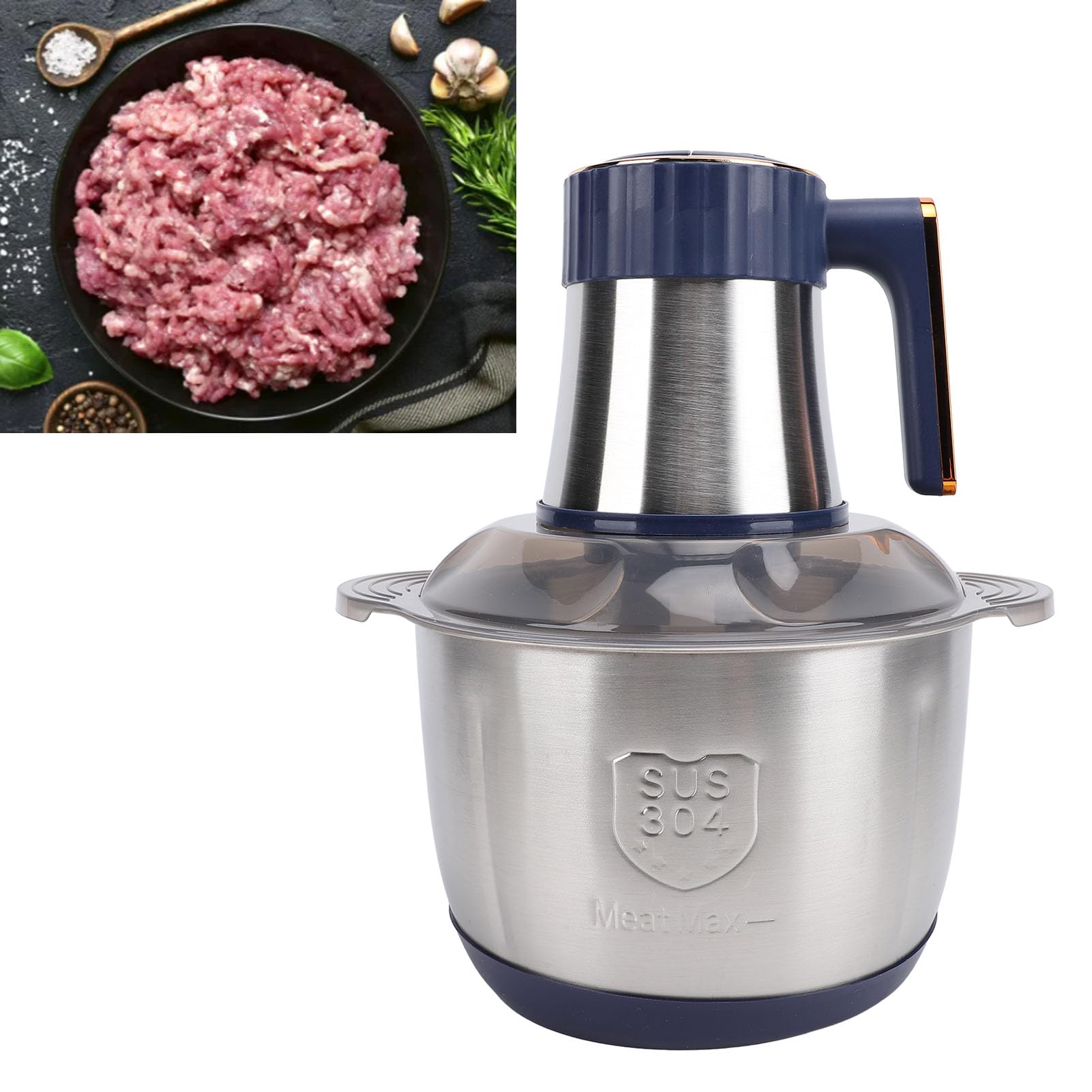 XUMIUZIY Küchenmaschine, leistungsstarker Fleischwolf mit 500 W und 5 Liter Edelstahlschüssel, rostfrei, leicht zu reinigen, für Küche, Fleisch, Gemüse, Zwiebeln, Knoblauch, Salat, Obst, Nüsse