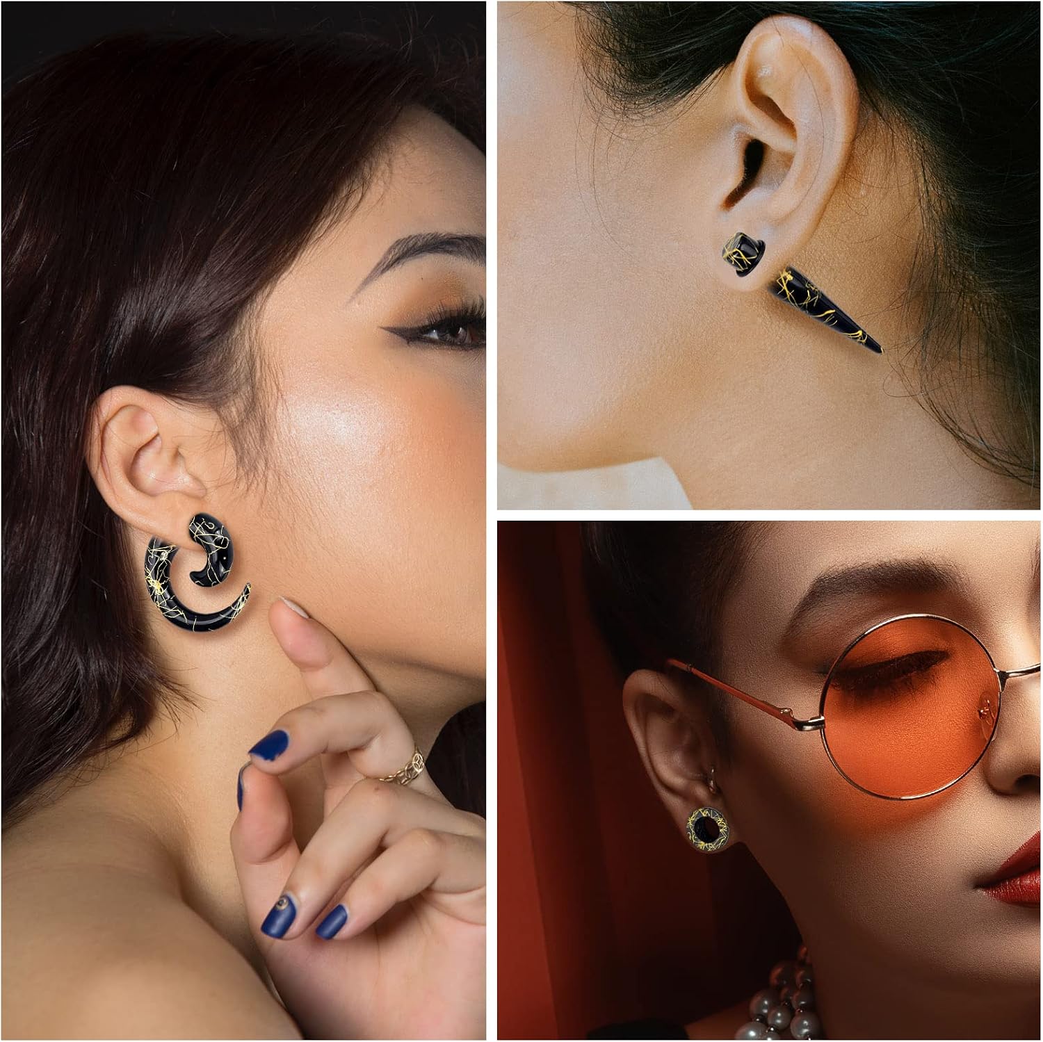 Qmcandy Acrylic Ear Stretching Kit Tapers Tunnels Spiral Expander Set 6pcs Ear Piercing Starter Gauges 8g-1/2 inch