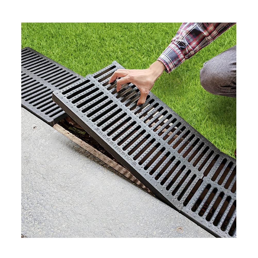 Drain Channel Strainers, Sewer Cover Grates, Kitchen Sewage Ditch，Trench Drainage, Linear Drain, Regular Trench Drain, for Garage Driveway Lawn (Color : Black, Size : 50x20x3cm)