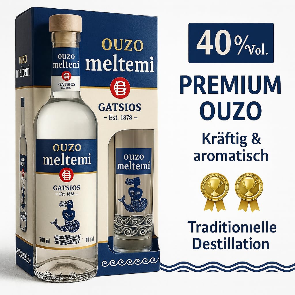 Griechischer Ouzo Meltemi Geschenk Box mit Ouzo Glas (1)