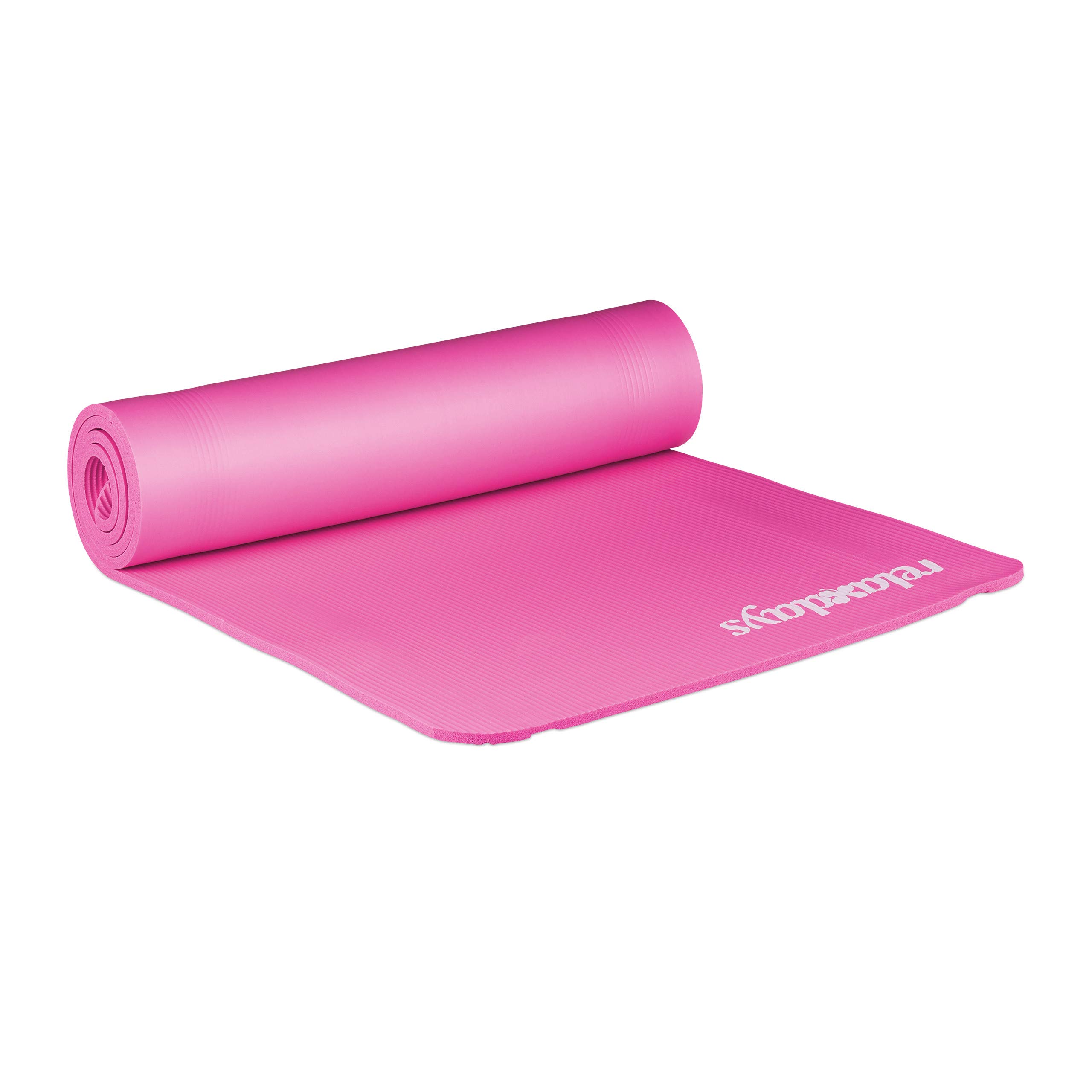 Relaxdays Yoga Mat, 1 cm Thick Training Mat, for Pilates and Aerobics, HxWxD: 1 x 61.5 x 182 cm, Pink
