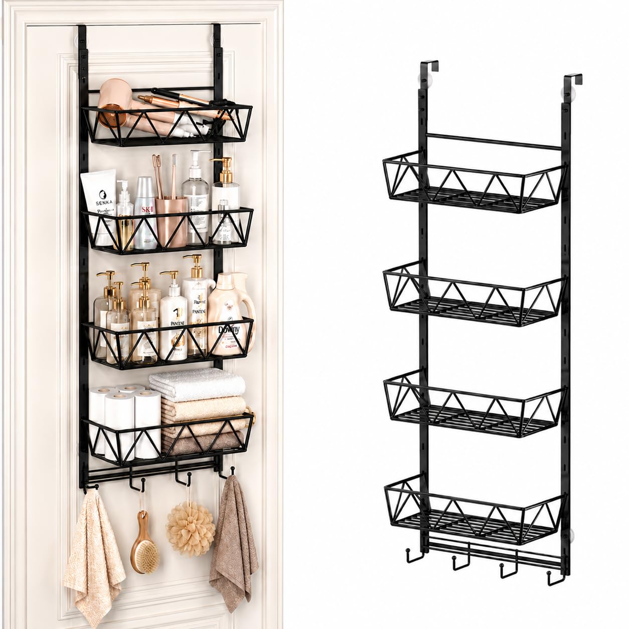 Photo 1 of Over The Door Bathroom Storage and Organizer Rack Hair Dryer Holder,Hair Tool Organizer,4-Tier Adjustable Height, for Bathroom Laundry Cosmetic, Vanity, Kitchen