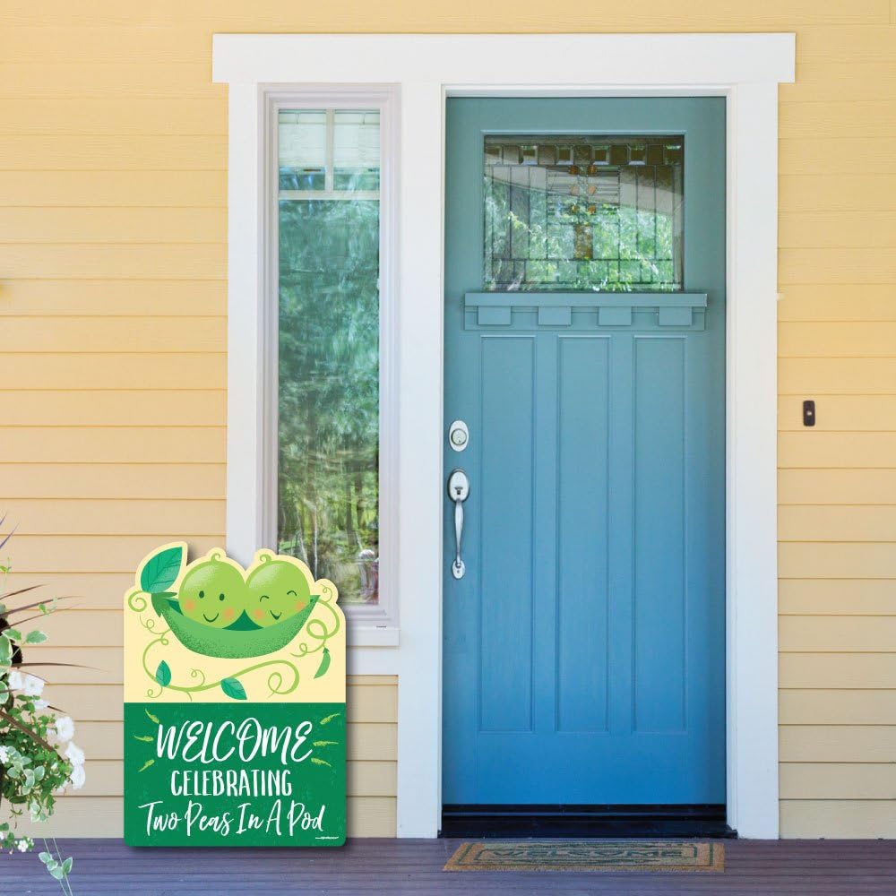 Big Dot of Happiness Double the Fun - Twins Two Peas in a Pod - Party Decorations - Baby Shower or First Birthday Party Welcome Yard Sign