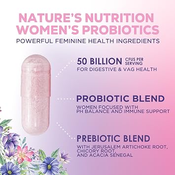 Probiotics for Women - Probiotic Blend 50 Billion CFU Per Cap - 16 Feminine Health Strains Women's Probiotic - Prebiotic for Vaginal PH Balance, Urinary UT Health Support - Bottled USA - 60 Capsules