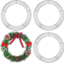 QISF 4 Pack Wire Wreath Frame 16 inch - Metal Christmas Wreath Ring Crafting Wreath Base for Xmas Thanksgiving Halloween Wedding Wreath Frame Wreath Making Supplies