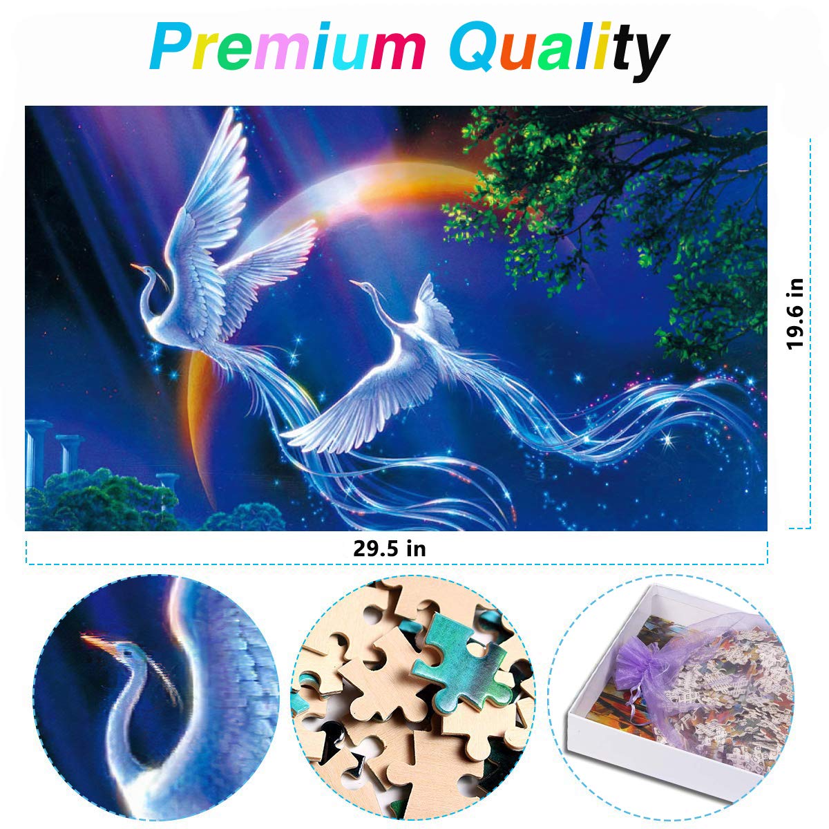 1000 Piece Jigsaw Puzzle For Adults - Beautiful Love Birds Wooden Puzzle, DIY Wall Art Gift