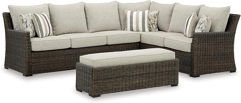 Ashley Brook Ranch Outdoor Sectional, Resin Wicker, Aluminum Frame