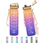 Enerbone 32 oz Water Bottle, Leakproof BPA & Toxic Free, Motivational Water Bottle with Times to Drink and Straw, Fitness Sports Water Bottle with Strap for Office, Gym, Outdoor Sports