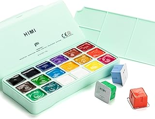 HIMI Gouache Paints Set, 18 Colors, 30g, jelly gouache paint set, Non Toxic Paint for Canvas and Paper, Art Supplies for Professionals, and More (Green Case
