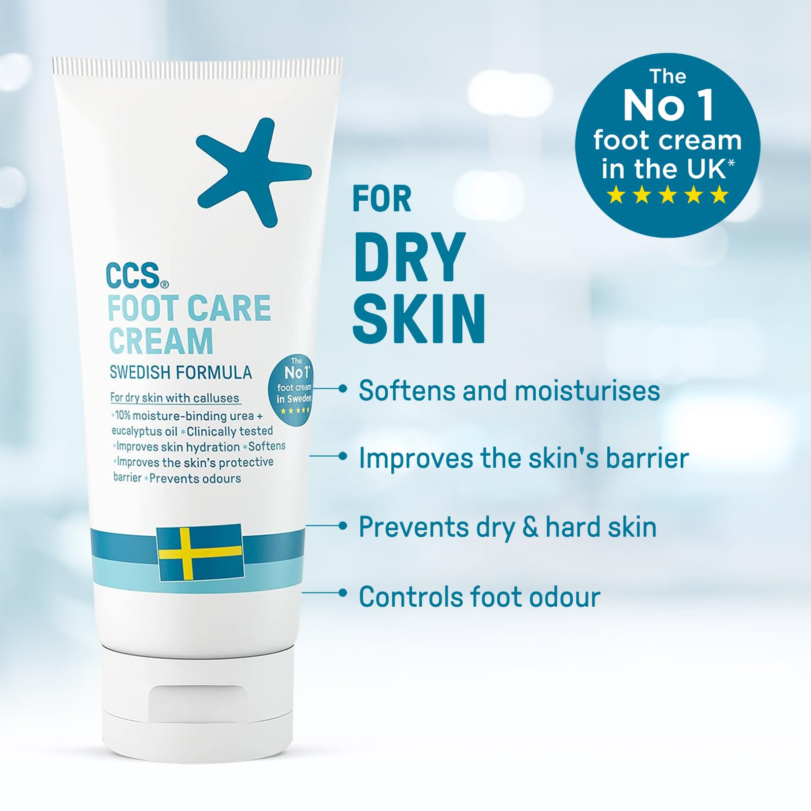CCS Professional Foot Care Cream 175 ml - Moisturise and Protect Dry and Callused Feet, Contains 10% Urea and Eucalyptus Oil, Clinically Tested, Suitable for Diabetics - 3
