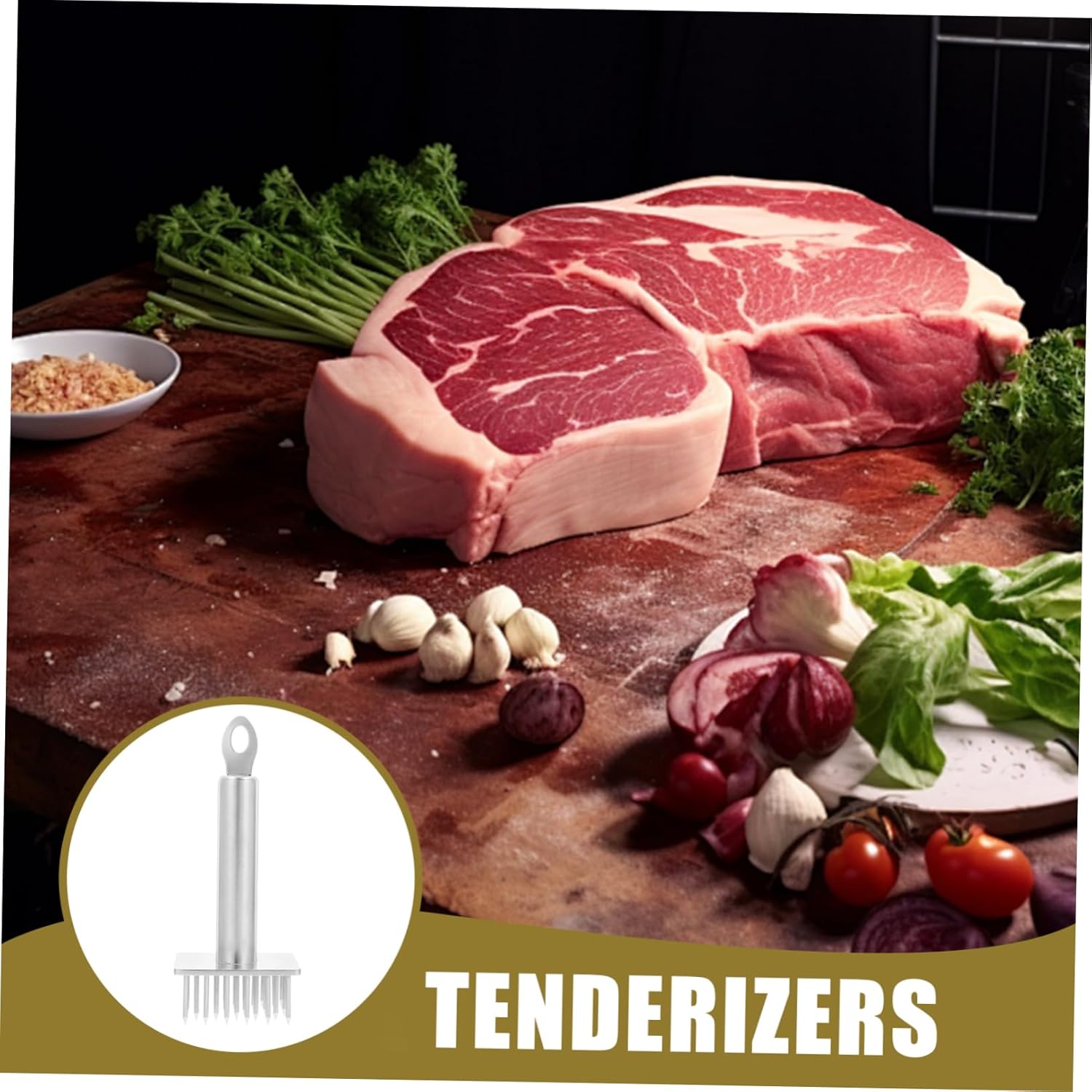 Stainless Steel Meat Tenderizer Needle Tool for Beef Pork Chicken Manual Meat Hammer for Tenderizing Steak and Poultry Ergonomic Handle