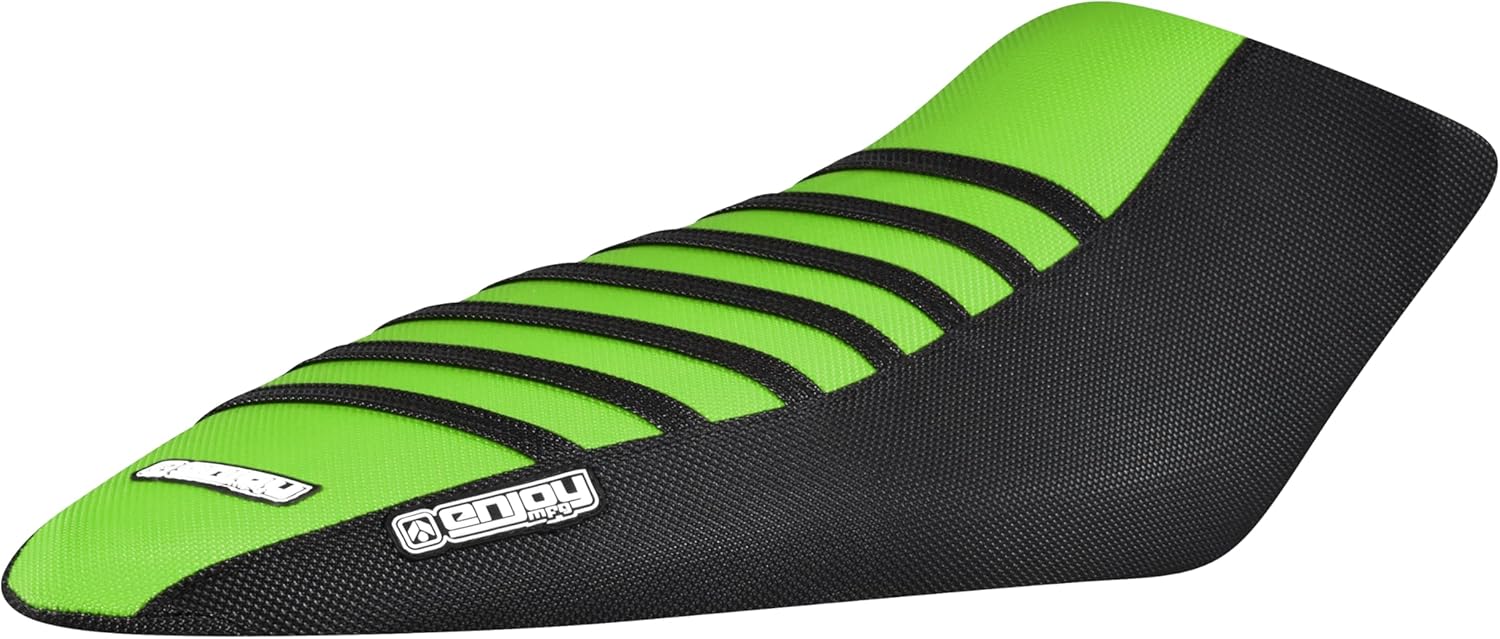 Enjoy Mfg Seat Cover - Compatible with Kawasaki 2017-2023 Z125 PRO #171 (Black Sides/Black Ribs) (Black/Green/Black)