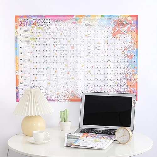 Miniatura 5 de Calendario de pared, calendario de póster de 366 días 2024, calendario anual 2024 para el hogar, oficina, proyectos escolares