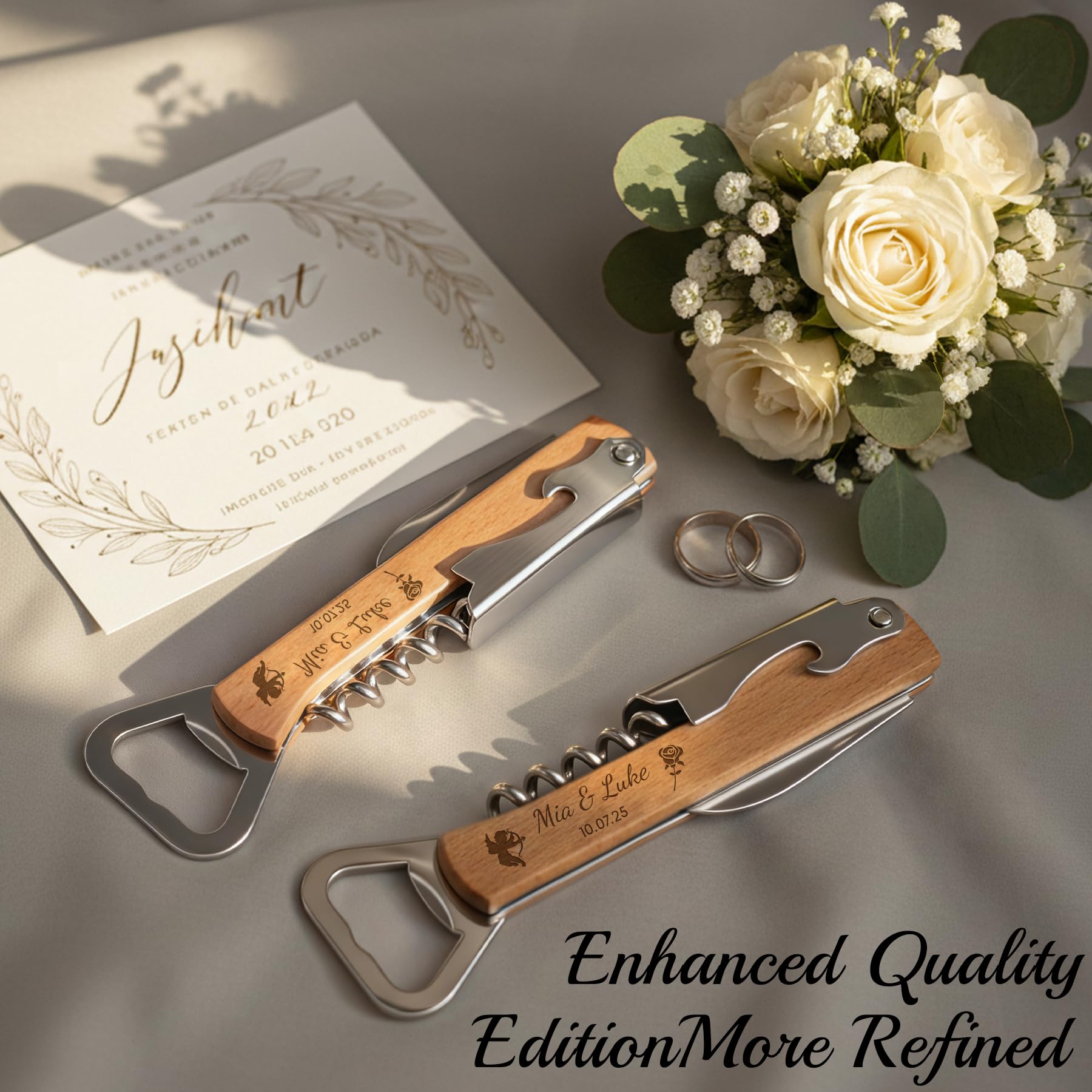 30 Pezzi Cavatappi Personalizzato - Apribottiglie Personalizzato Bomboniere Matrimonio Originali | Cavatappi Vino Regali con Nome