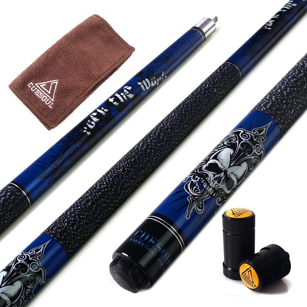 CUESOUL ROCKIN Series 58 Inches 21oz Professional Pool Cue Stick North American Maple Shaft Pearl Finish Carbon Ferrule Irish Linen Wrap Bag Pool Cue Set Billiards with Soft Case