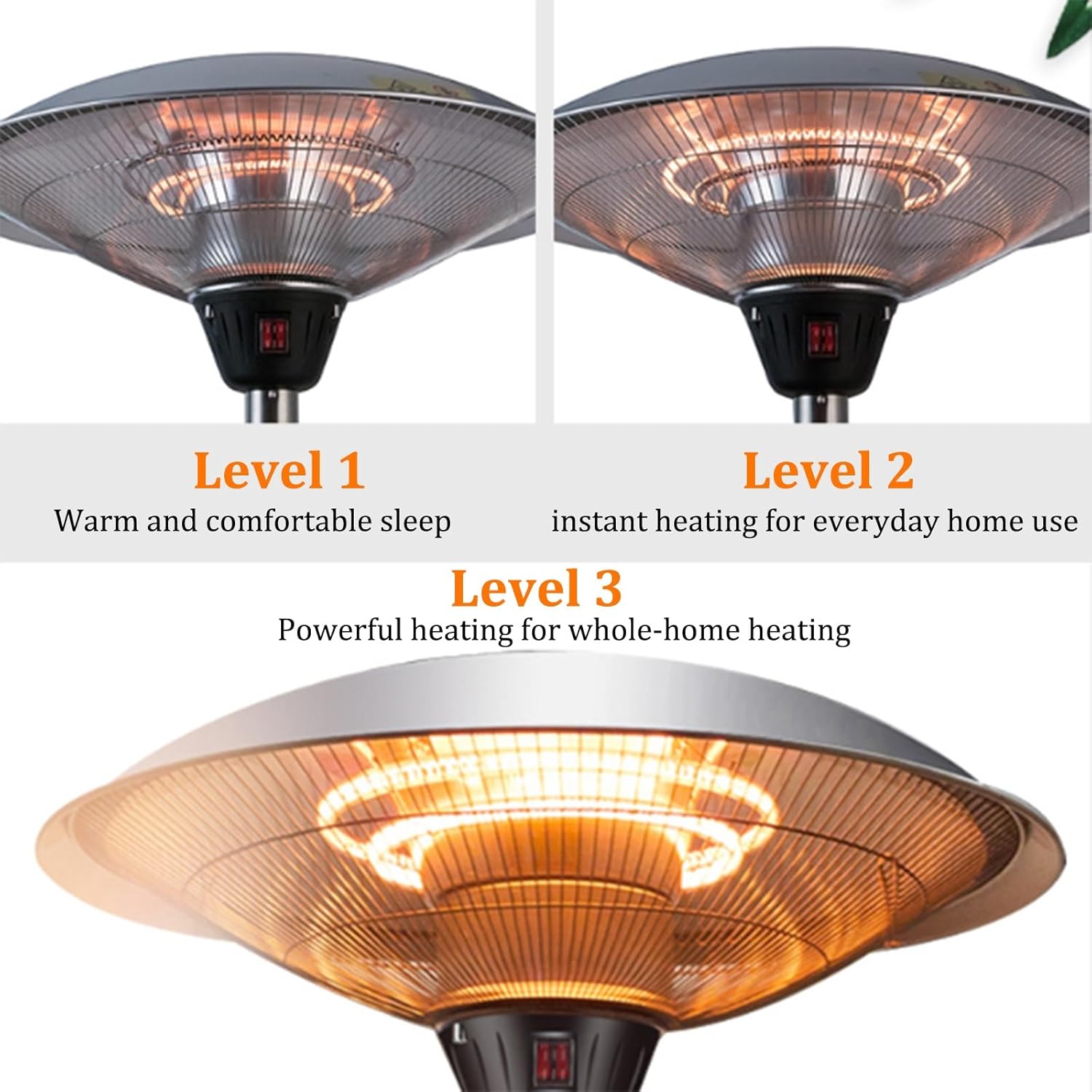 Portable Standing Heater,Outdoor Patio Heater with Base,Tip-Over Protection,Adjustable Height,Quiet and Waterproof,Space Heater Garage,Camping,Hiking,Picnics