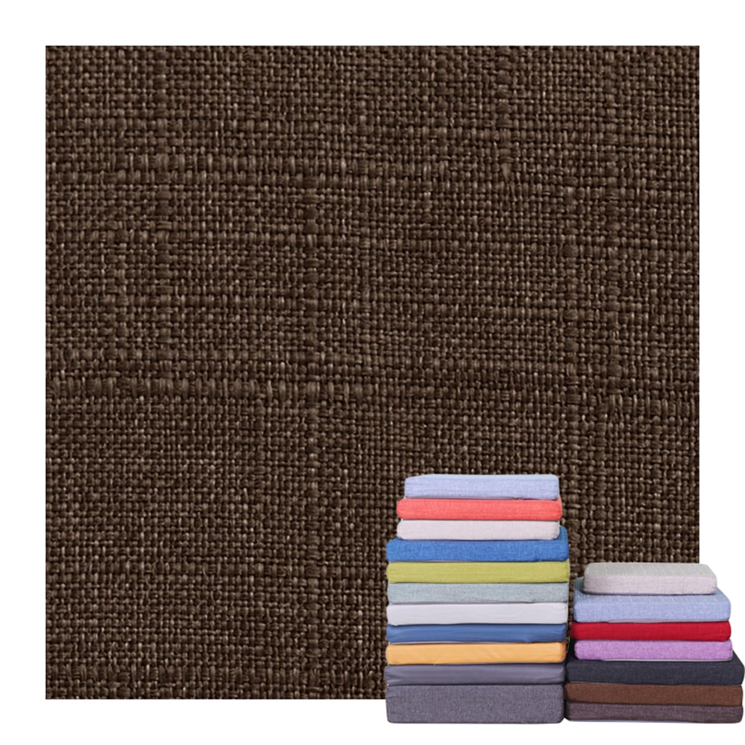 Fundas de Cojines para Asientos de Silla de Jardín, Tela de Lino Funda de Reemplazo con Cremallera, Antideslizante, para Cojín Cuadrado de Cocina Comedor Sofá(Dark Brown,45x45x3cm Thick)